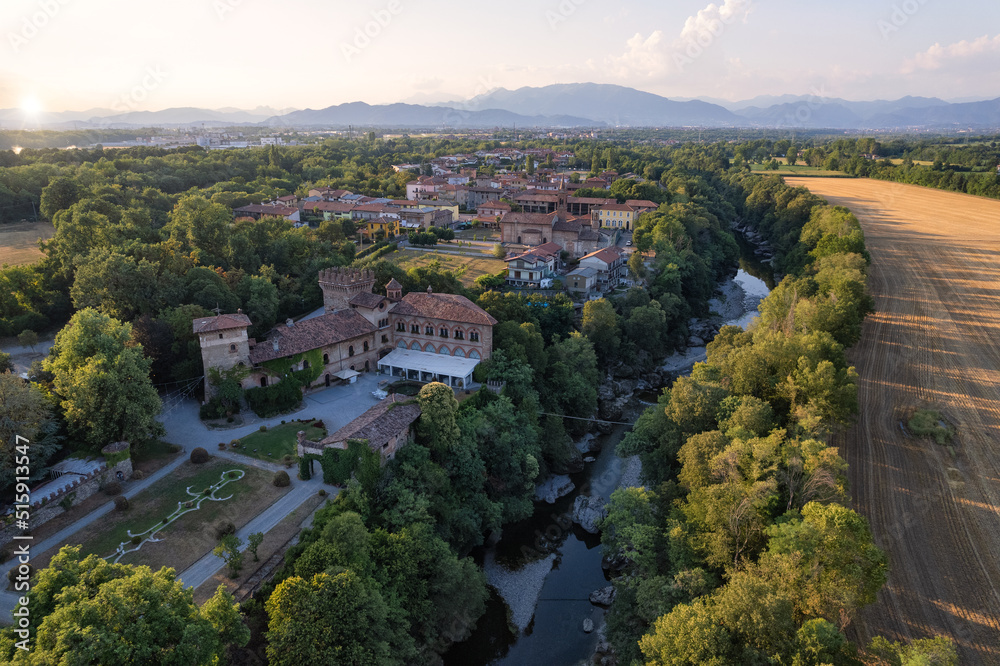 Fototapeta premium Aerial countryside view - Historic roman old fortress