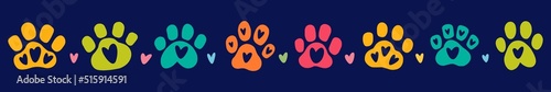 Vector children's pattern of hand-drawn paw prints of cats and dogs
