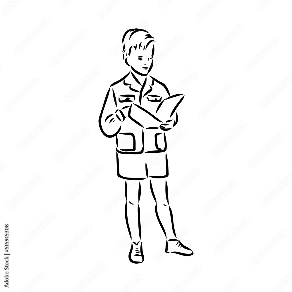 Black and white retro fashion model in sketch style. Hand drawn vector illustration Black and white retro fashion model in sketch style. Hand drawn vector illustration