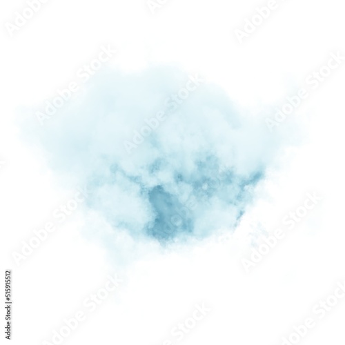Blue cloud on white background. 3d rendering. 