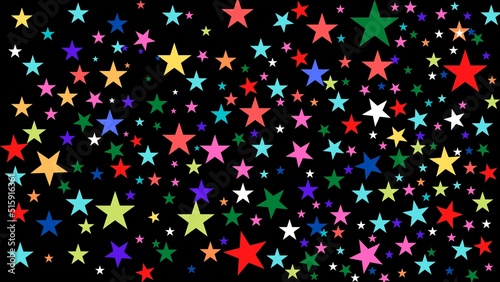 colorful stars repeating pattern with black background. beautiful geometric pattern simple colors