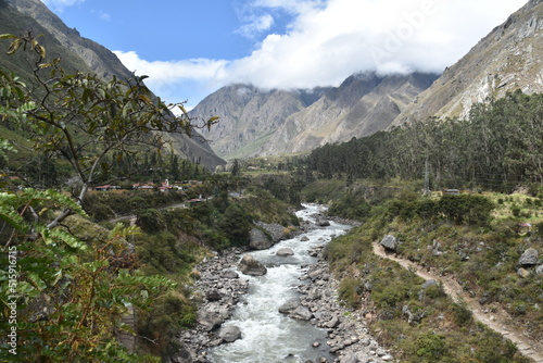 Fototapeta Naklejka Na Ścianę i Meble -  Hiking the Ruta 2 on the Inca Trail in Peru on our way to Machu Picchu