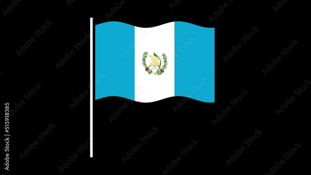 Guatemala flag seamless loop animation. Waving flag on black background.