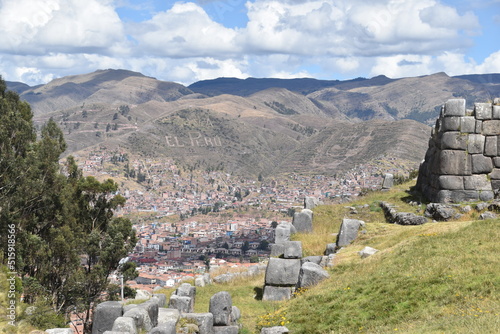 The magnificent ruins of Saqsaywaman Inca Temple above Cusco in Peru