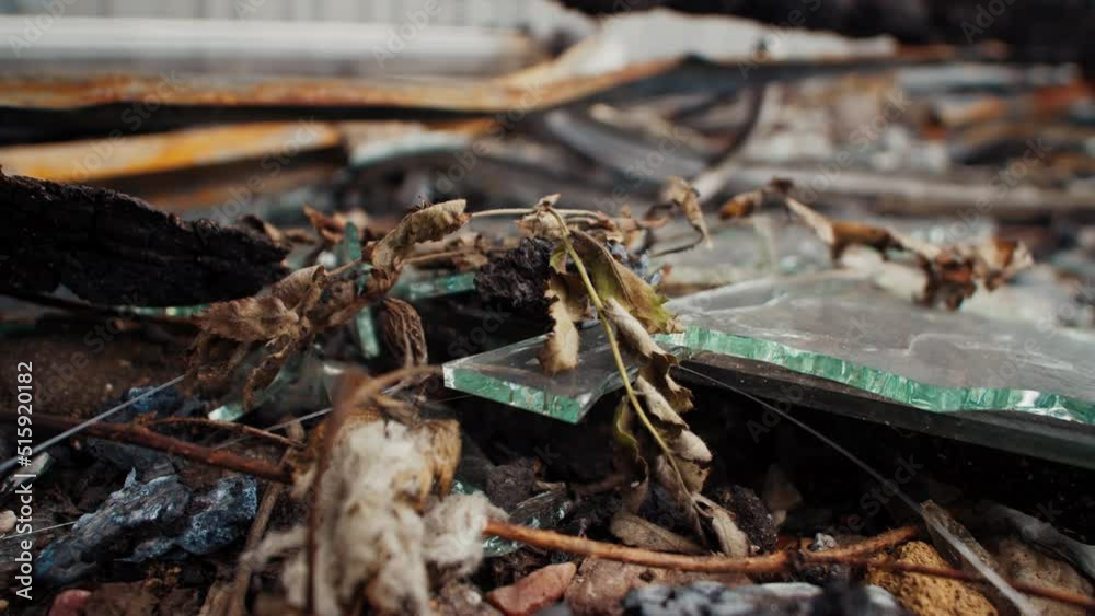 debris on the ground after the explosion