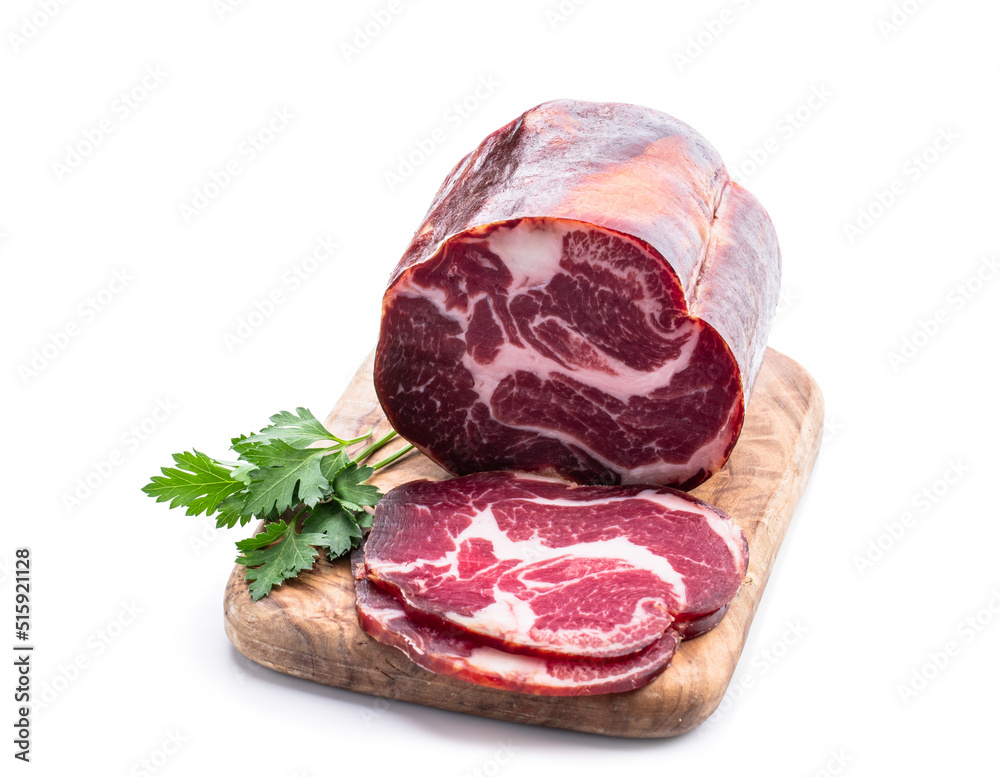 Obraz premium Dried pork neck isolated on white