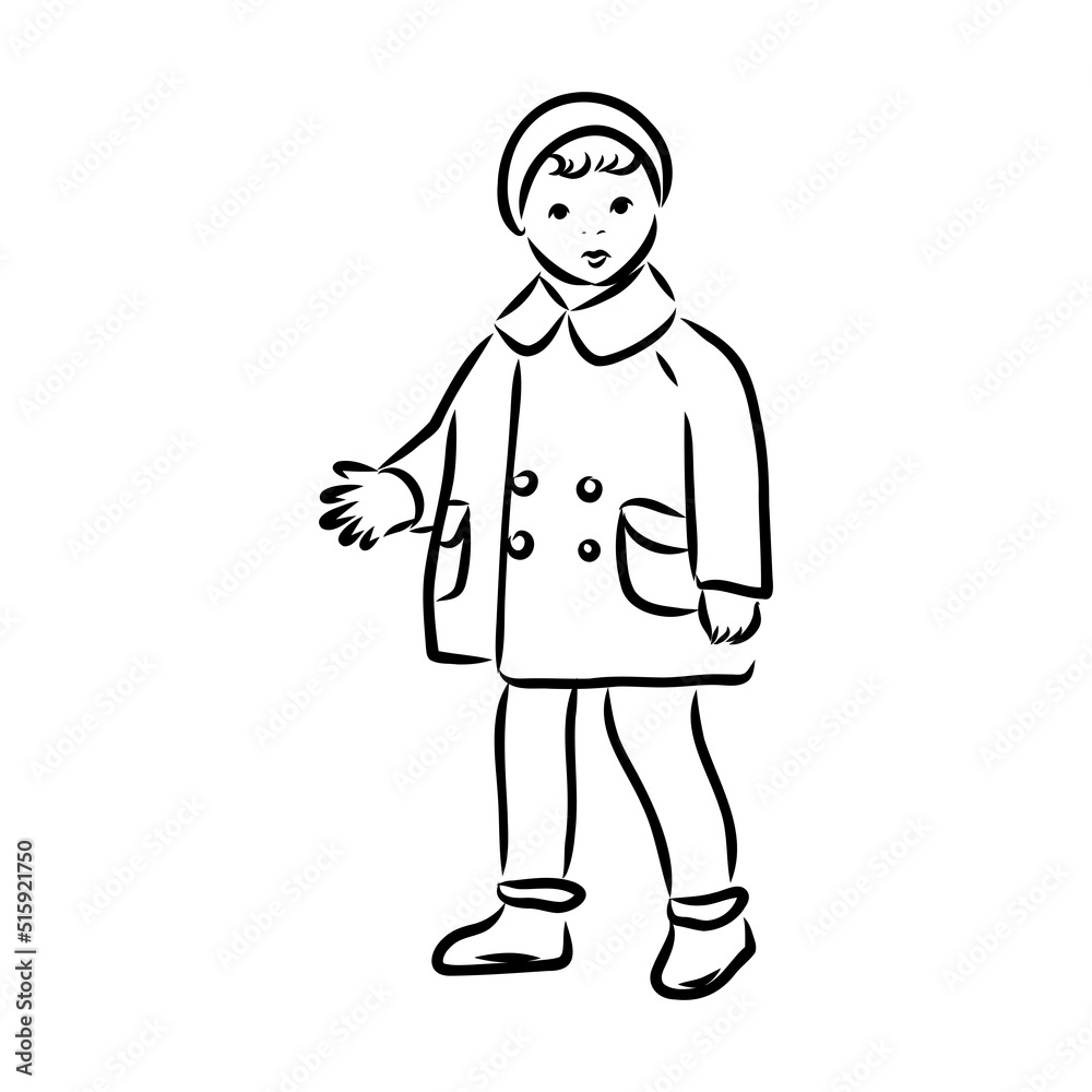 Black and white retro fashion model in sketch style. Hand drawn vector illustration Black and white retro fashion model in sketch style. Hand drawn vector illustration