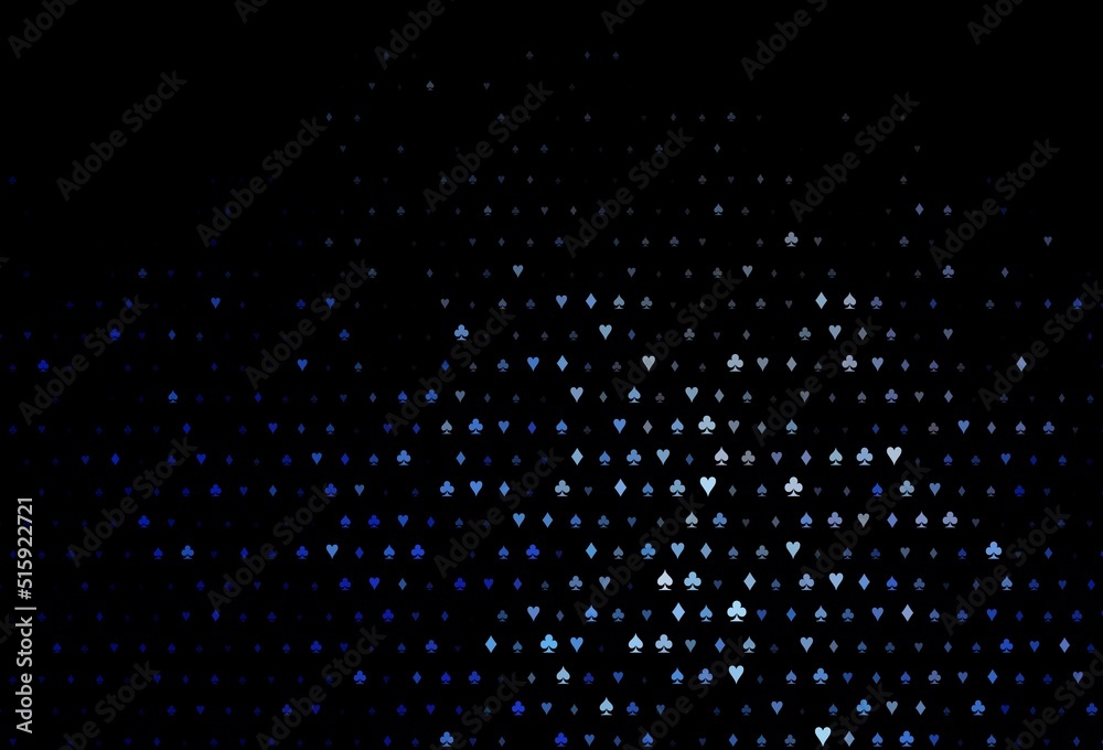 Dark blue vector texture with playing cards.