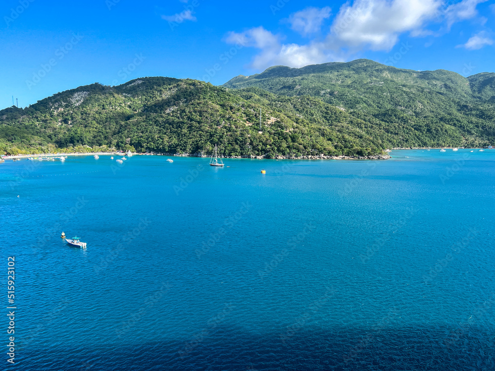 An aerial view of Labadee a Royal Caribbean Cruise Lines private beach area in Haiti.