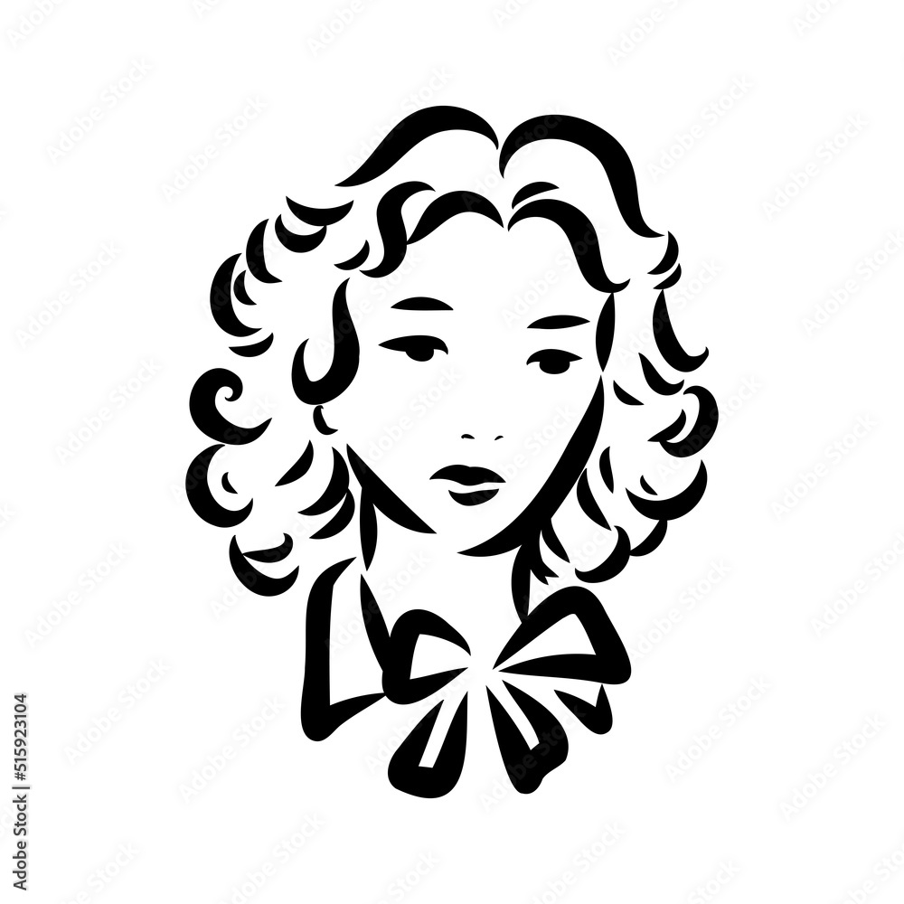 Black and white retro fashion model in sketch style. Hand drawn vector illustration