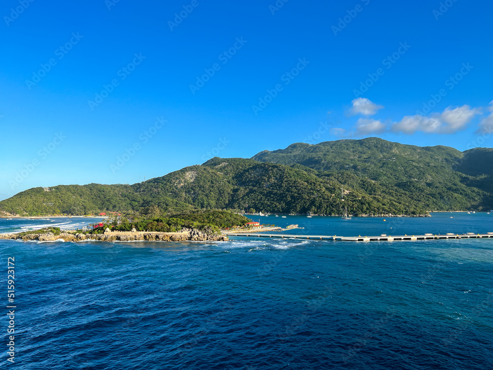 An aerial view of Labadee a Royal Caribbean Cruise Lines private beach area in Haiti.