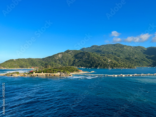 An aerial view of Labadee a Royal Caribbean Cruise Lines private beach area in Haiti. © Joni