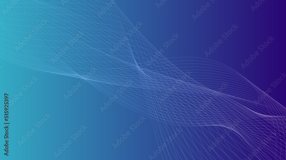 Abstract futuristic wavy stripes. Abstract curved lines on a blue gradient background. Vector.