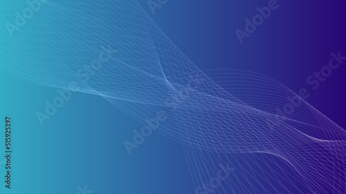 Abstract futuristic wavy stripes. Abstract curved lines on a blue gradient background. Vector.