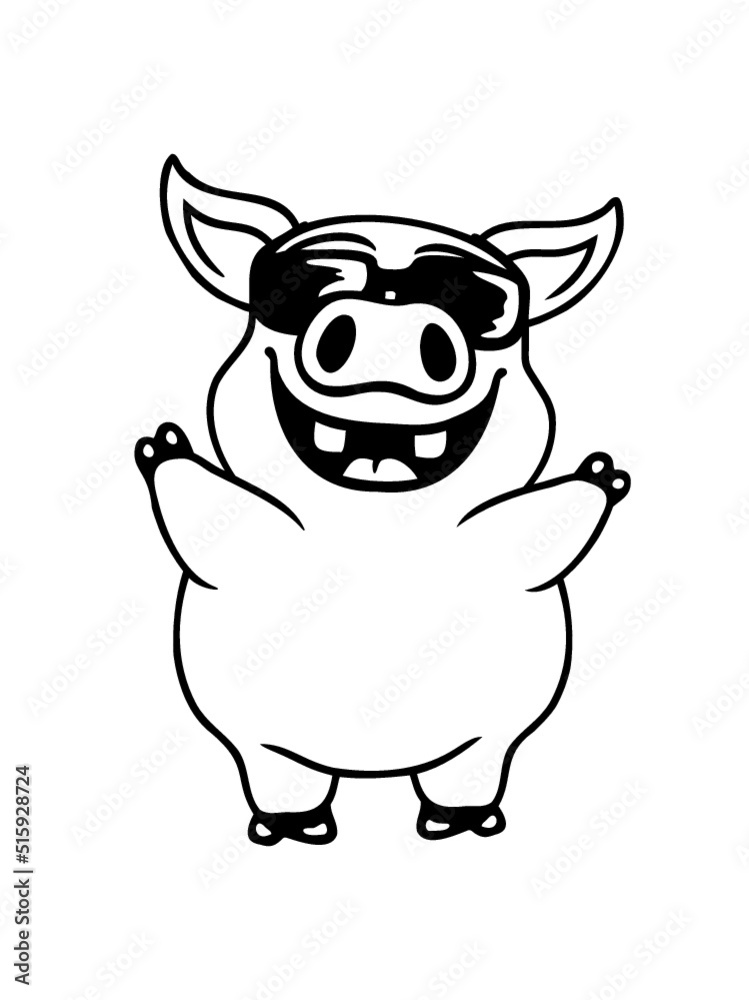 Cool Sonnenbrille Schwein Comic 