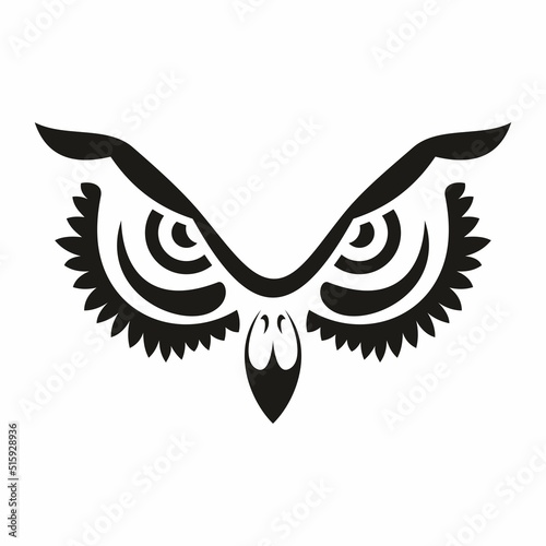 The Vector logo owl for tattoo or T-shirt design or outwear. Hunting style owl background.