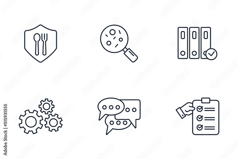 ISO 22000 food safety icons set . ISO 22000 food safety pack symbol vector elements for infographic web ISO 22000 food safety icons set . ISO 22000 food safety pack symbol vector elements for infographic web