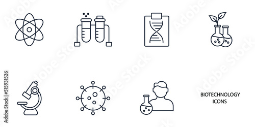 Biotechnology icons set . Biotechnology pack symbol vector elements for infographic web