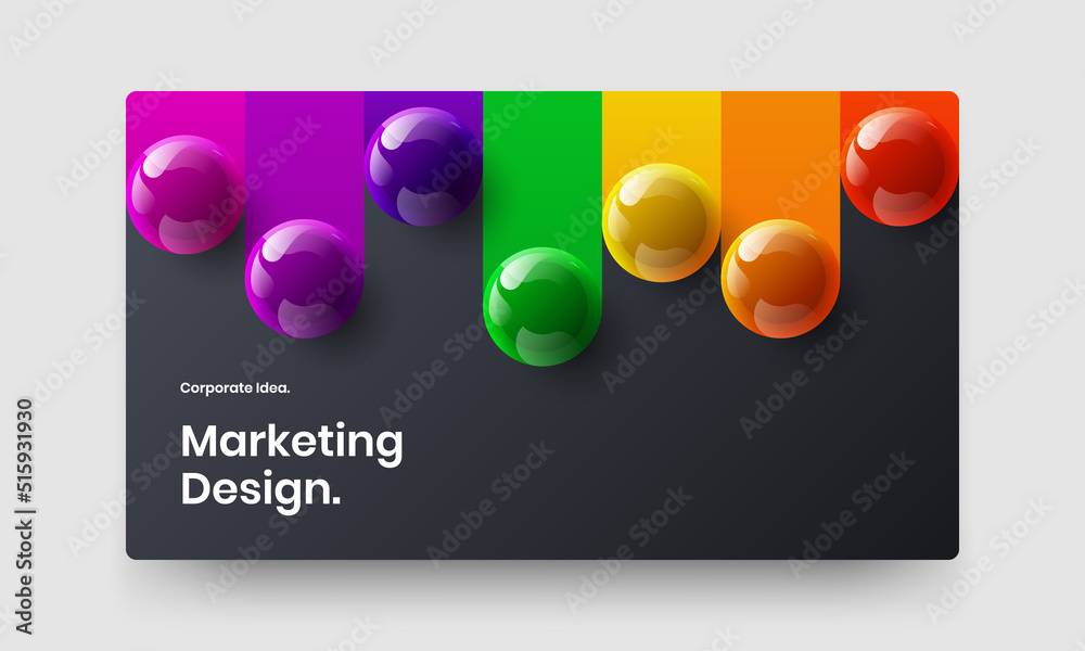 Geometric 3D spheres company cover template. Creative booklet design vector concept.