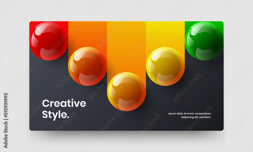 Bright site screen design vector illustration. Abstract 3D balls handbill concept.