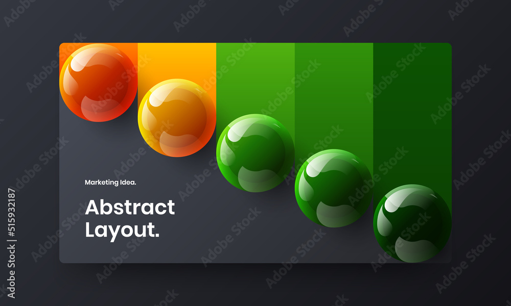 Original 3D balls annual report illustration. Geometric front page vector design template.