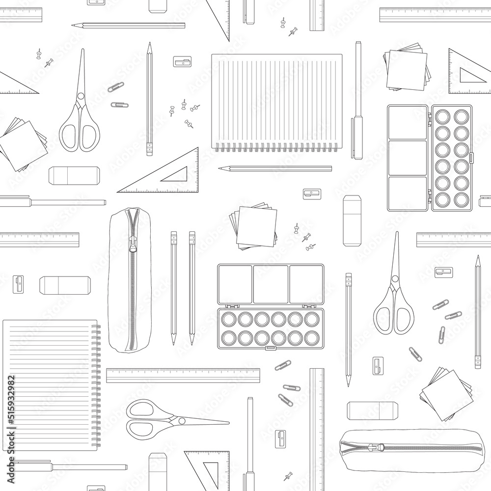 seamless school and academic tools pattern