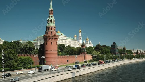 Moscow Kremlin, Red Square, Moscow, 06.08.2022. Russia, Putin, the Moscow Wall.