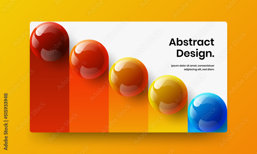 Geometric horizontal cover vector design illustration. Isolated 3D balls site template.