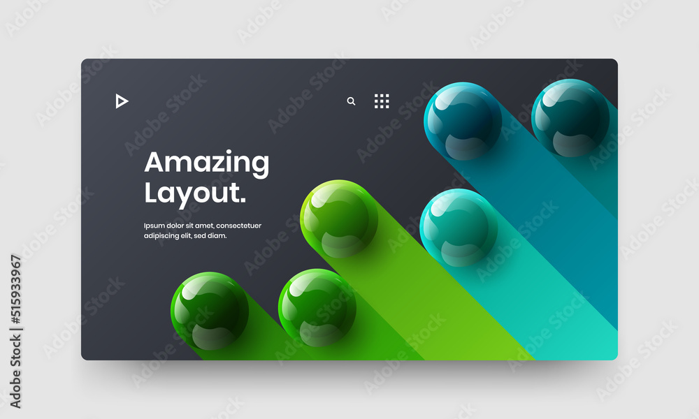 Minimalistic realistic balls presentation illustration. Isolated site design vector layout.