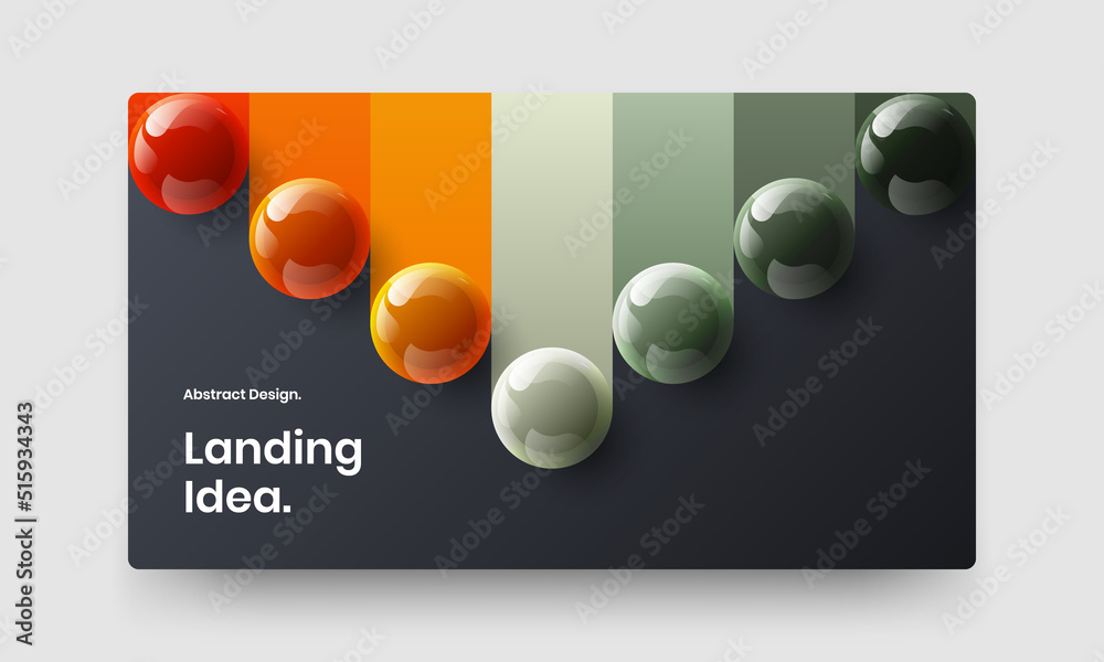 Colorful front page vector design illustration. Abstract realistic balls poster template.