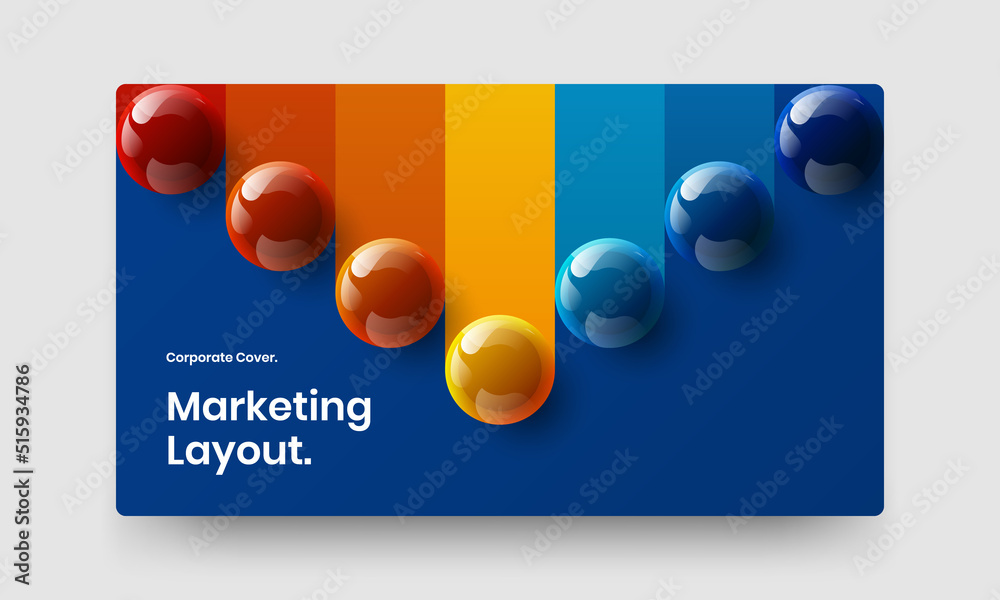 Modern 3D balls cover layout. Isolated company brochure design vector illustration.