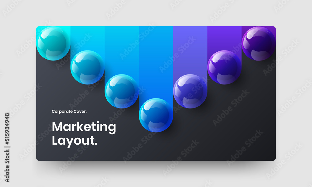 Amazing realistic balls website layout. Abstract company brochure design vector template.