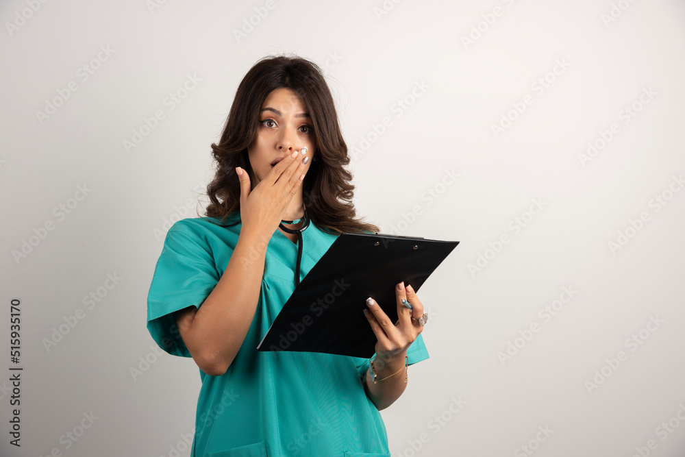 Female doctor surprised after seeing results Female doctor surprised after seeing results