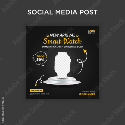 New arrival smart watch web banner social media post