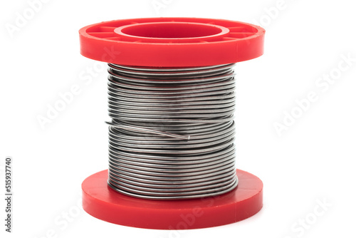 Fototapeta Naklejka Na Ścianę i Meble -  solder for a soldering iron isolated on a white background, a place for your text, copy space