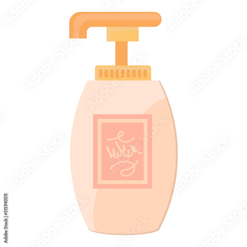 Cartoon bottle cream and shampoo cosmetics container. Face lotion oil and facial skin vector illustration. Skincare beauty cosmetic clean and drawing simplicity perfume glass object