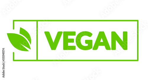 Clean Green Vegan Label With Leafs