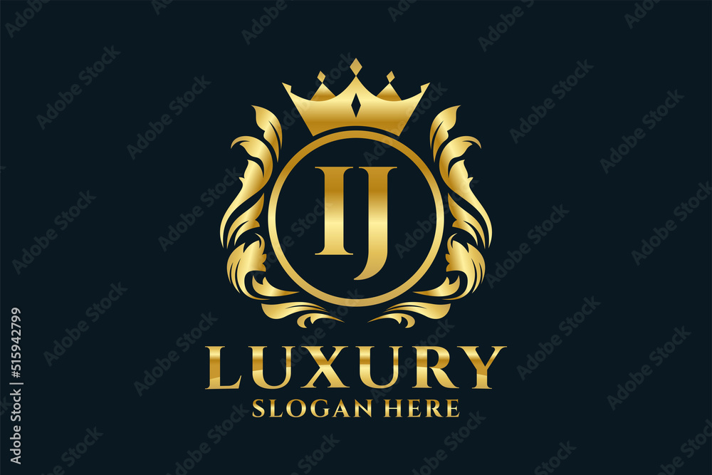 Initial IJ Letter Royal Luxury Logo template in vector art for luxurious branding projects and other vector illustration.