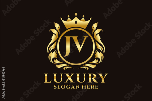 Initial JV Letter Royal Luxury Logo template in vector art for luxurious branding projects and other vector illustration.