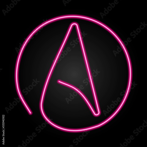 atheism neon sign, modern glowing banner design, colorful modern design trends on black background. Vector illustration.