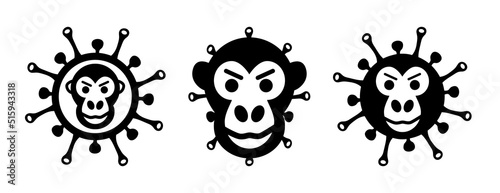 Monkeypox virus outbreak icon set. Health monkey pox emergency. Viral dangerous smallpox infection. Medical awareness. photo