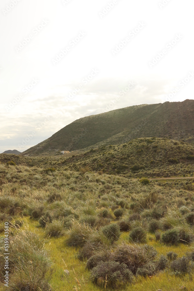 Fototapeta premium Mountain view on dry and green valley in Andalusia Spain