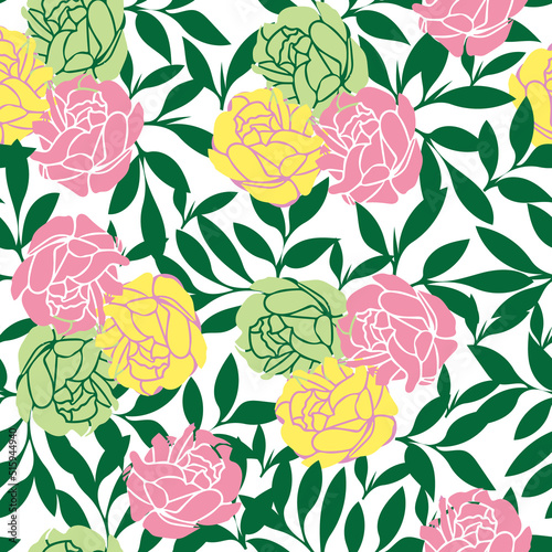 Seamless abstract vector roses pattern