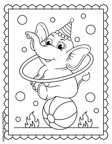 Baby Elephant cartoon funny coloring page for kids. coloring and activity pages for kids