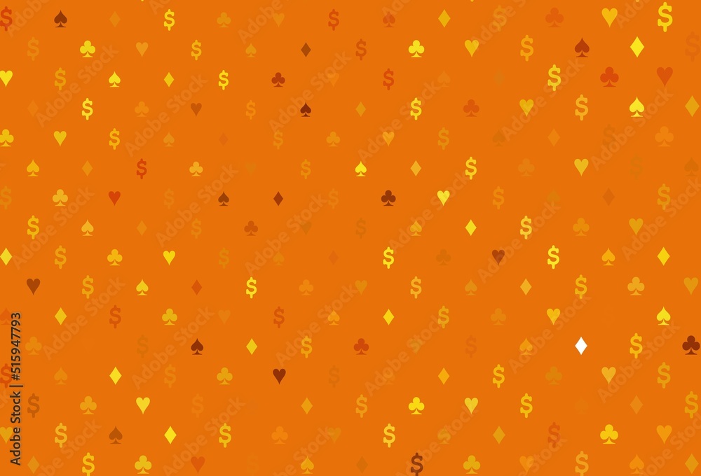 Light orange vector background with cards signs. Light orange vector background with cards signs.