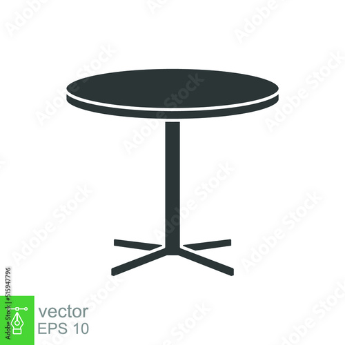 Circle table icon. Simple solid style. Round, pictogram, furniture, office, sign, conference, meeting, web, symbol, interior concept. Vector design illustration isolated on white background. EPS 10