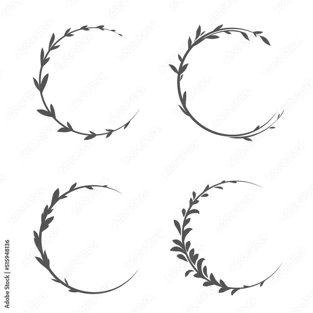 Fototapeta premium Round frame. Frame with leaves for your text, vectorRound frame with leaves. A frame with leaves for your design,