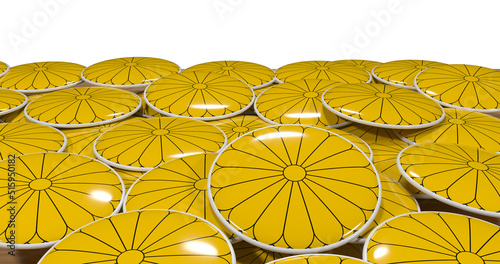 3D realistic illustration rendering of the emblem of the Imperial Japanese coat of arms that can be used for political, nationalism or government backgrounds