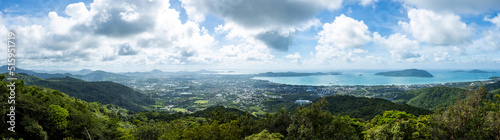Panorama view of Phuket from mountain of Big Buddha  Thailand.