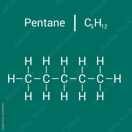 chemical structure of Pentane (C5H12) photo